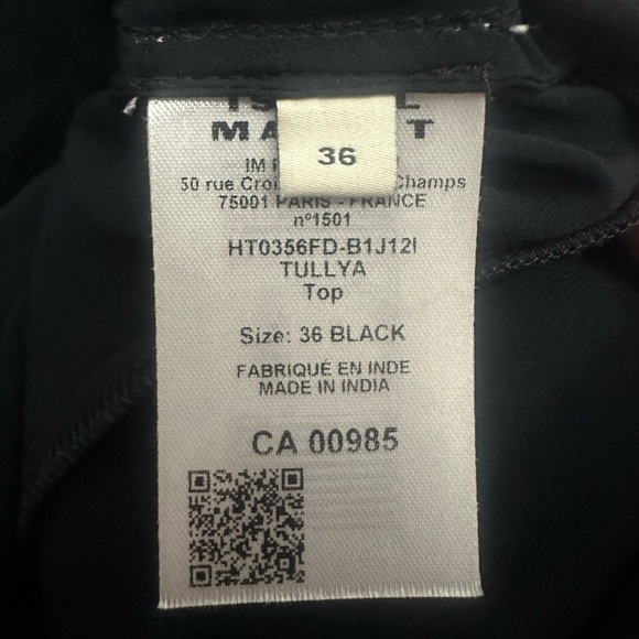 Isabel Marant Tullya Blouse Size 36 Small Ruched Front Flutter Sleeves - Picture 6 of 9